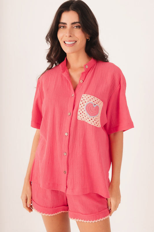 Conjunto Rosa Crochê
